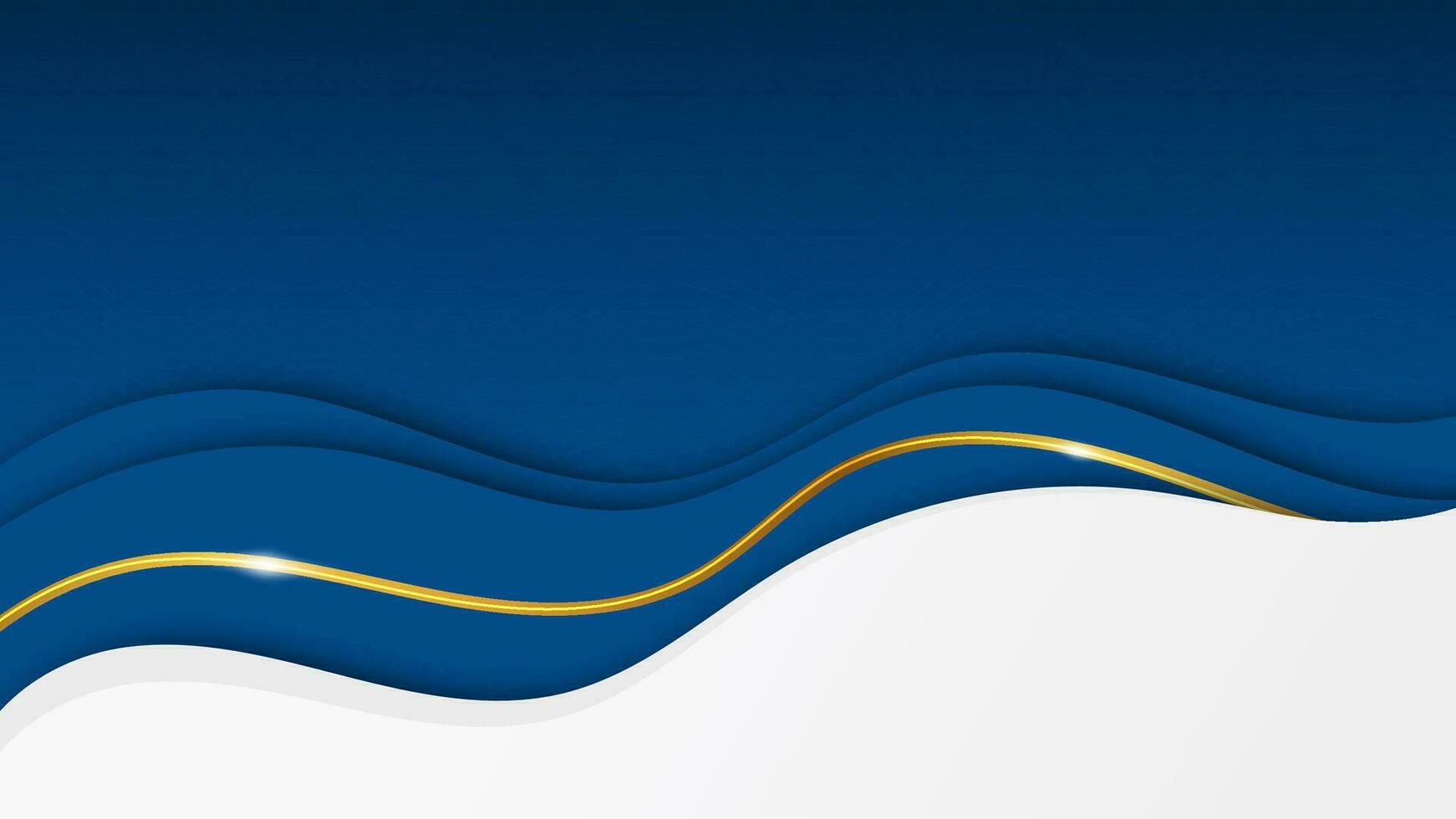 abstract blauw Golf met goud lijn en wit ruimte, minimaal luxe elegant achtergrond, bedrijf backdrop creatief vector