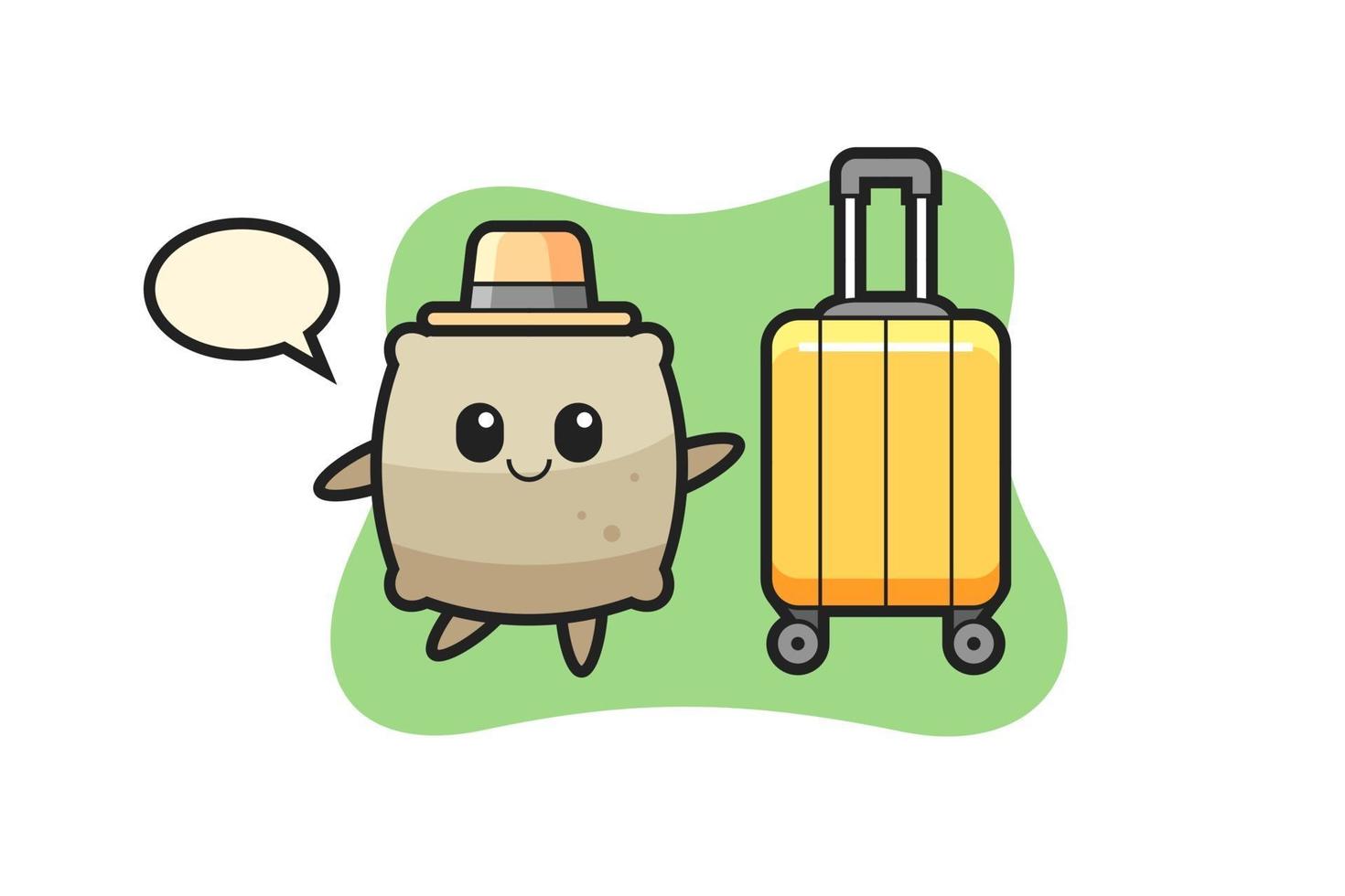zak cartoon afbeelding met bagage op vakantie vector