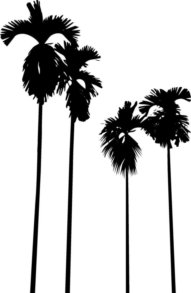 palm bomen silhouet vector reeks zwart en wit kleur