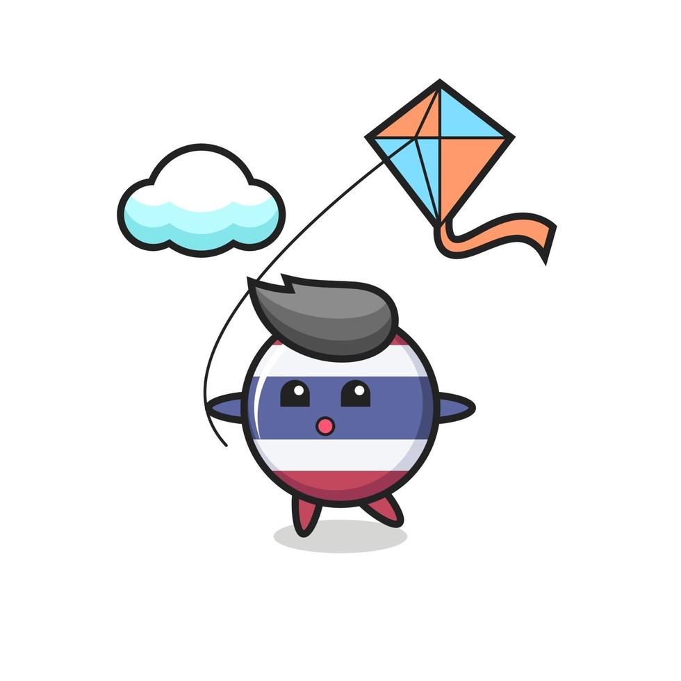 thailand vlag badge mascotte illustratie speelt vlieger vector