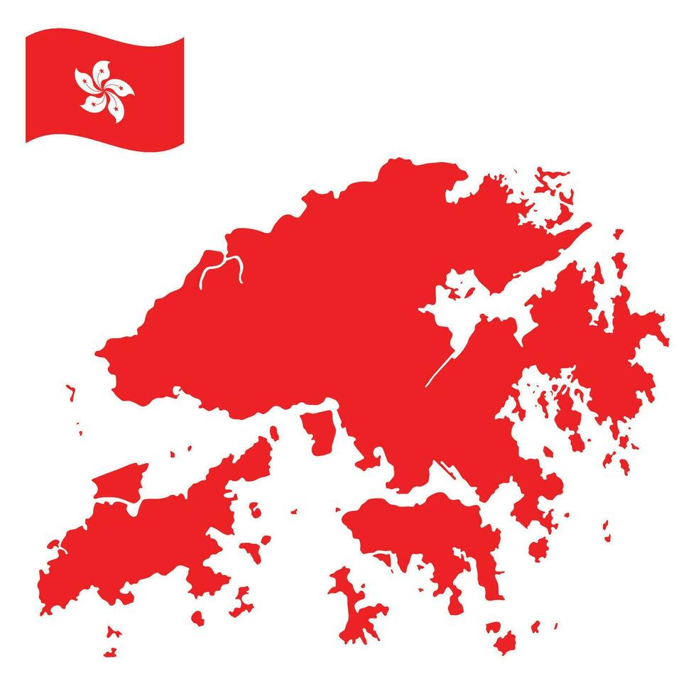 kaart van hong Kong met hong Kong nationaal vlag vector