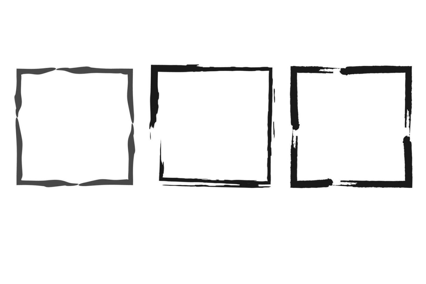 plein rechthoek kader grens set. hand- getrokken grunge borstel tekening vierkant. voorraad vector postzegel embleem illustratie isolator Aan wit achtergrond.