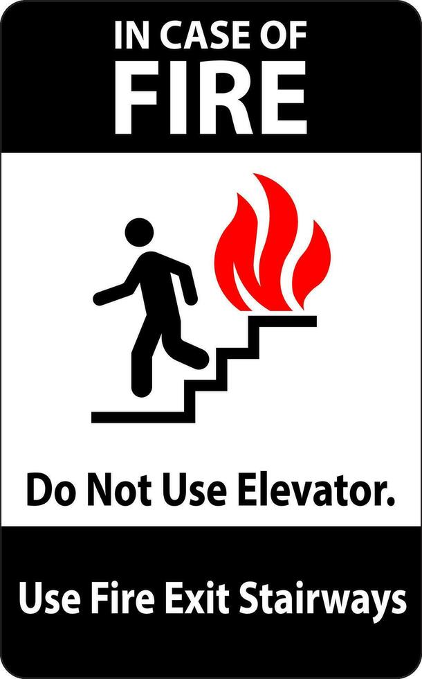 in geval van brand teken Doen niet gebruik liften, gebruik brand Uitgang trappen vector