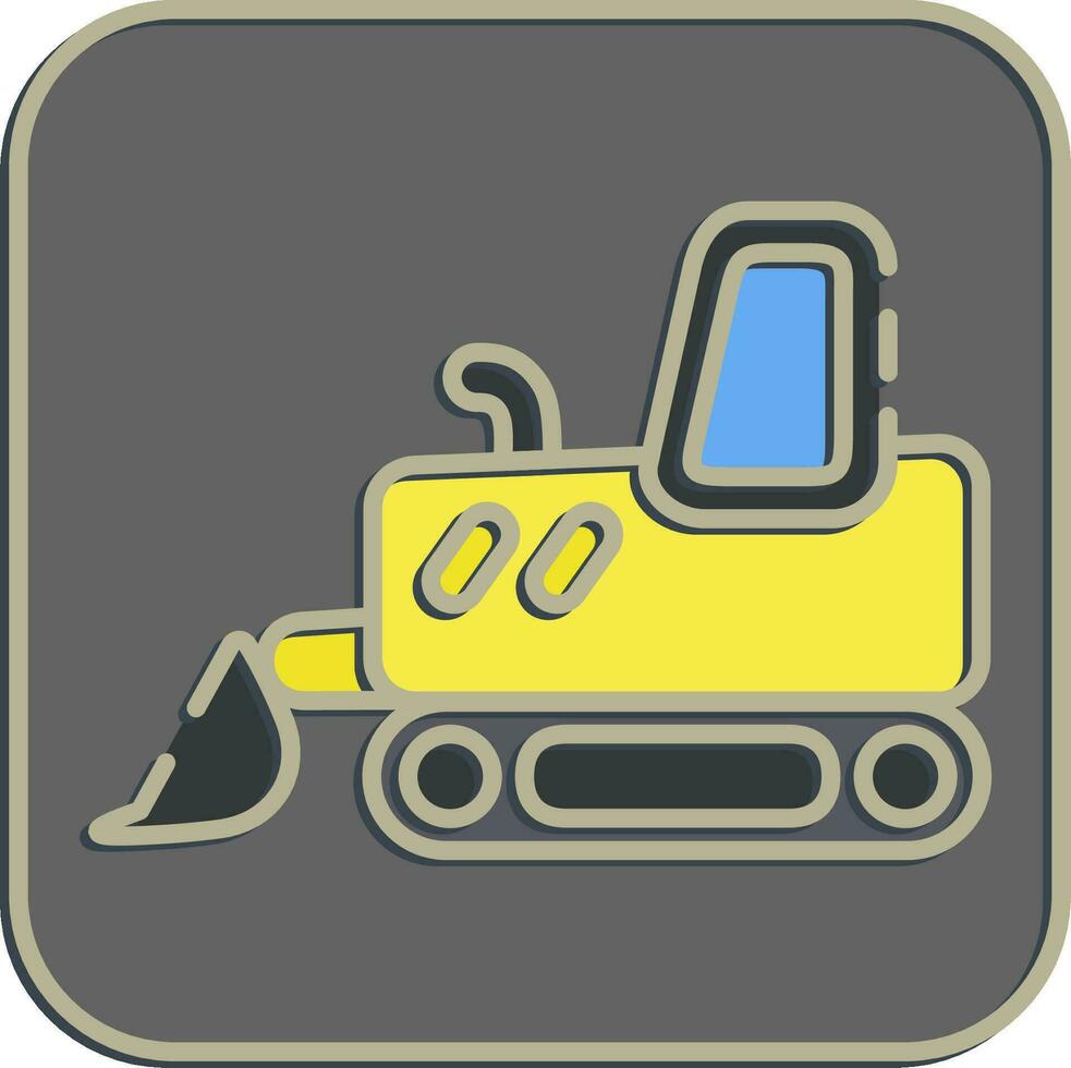 icoon bulldozer met spoor. zwaar uitrusting elementen. pictogrammen in reliëf stijl. mooi zo voor afdrukken, affiches, logo, infografieken, enz. vector