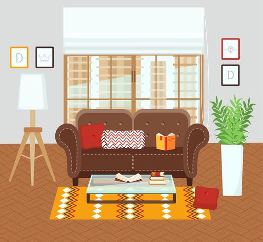 Interieur van een woonkamer. vector