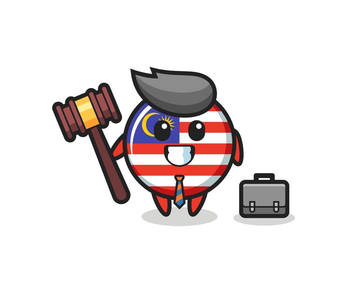 illustratie van de mascotte van het vlagkenteken van Maleisië als advocaat vector