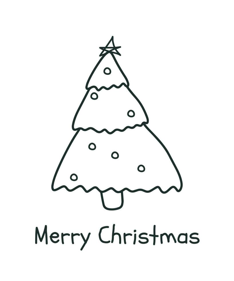 hand- getrokken Kerstmis groet kaart. nieuw jaar tekening illustratie Kerstmis boom. vector illustratie