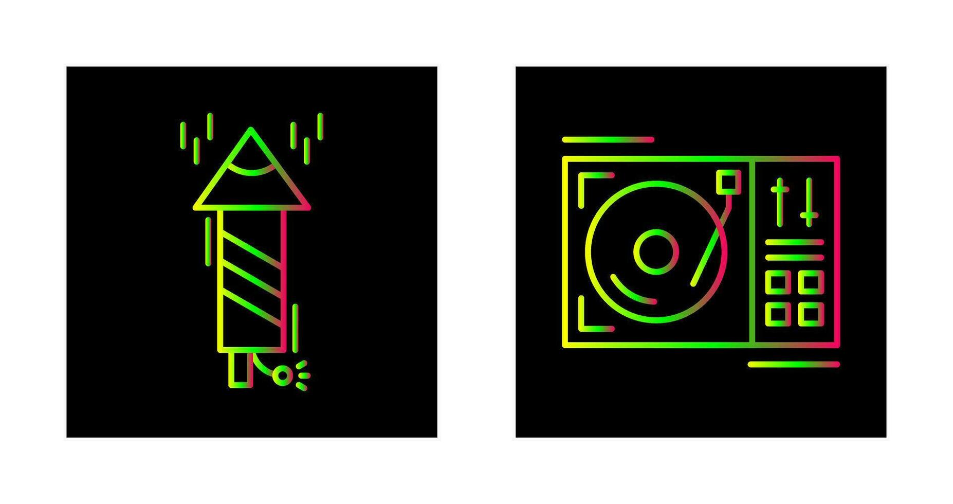 vuurwerk en draaitafel icoon vector