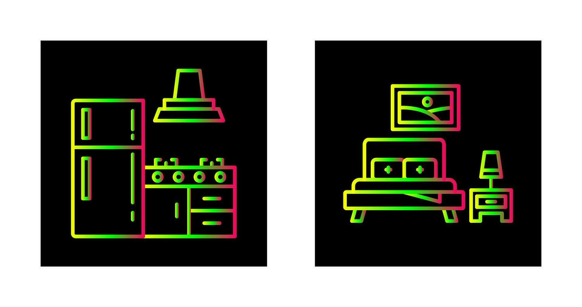 keuken en slaapkamer icoon vector