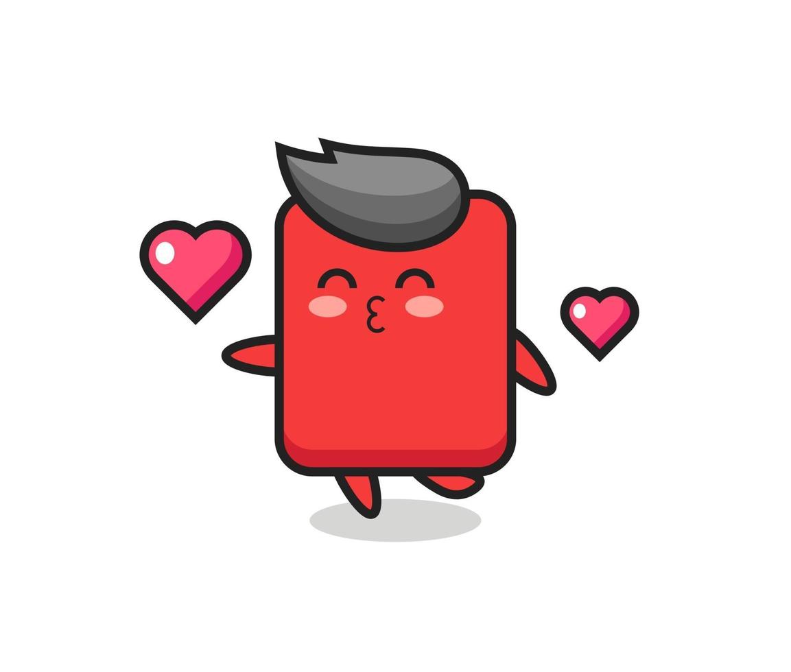 rode kaart karakter cartoon met kussende gebaar vector