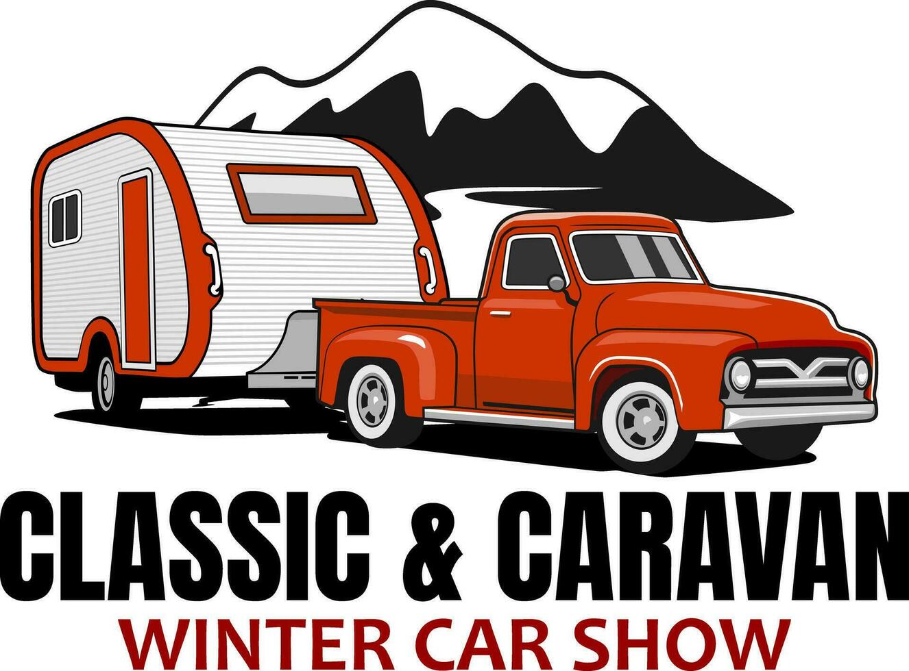 caravan vrachtauto klassiek logo ontwerp vector