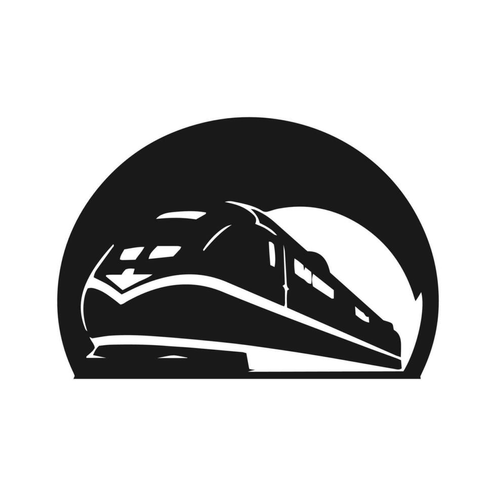 elektrisch trein in cirkel logo trein icoon metro vector silhouet geïsoleerd ontwerp tram vector sjabloon