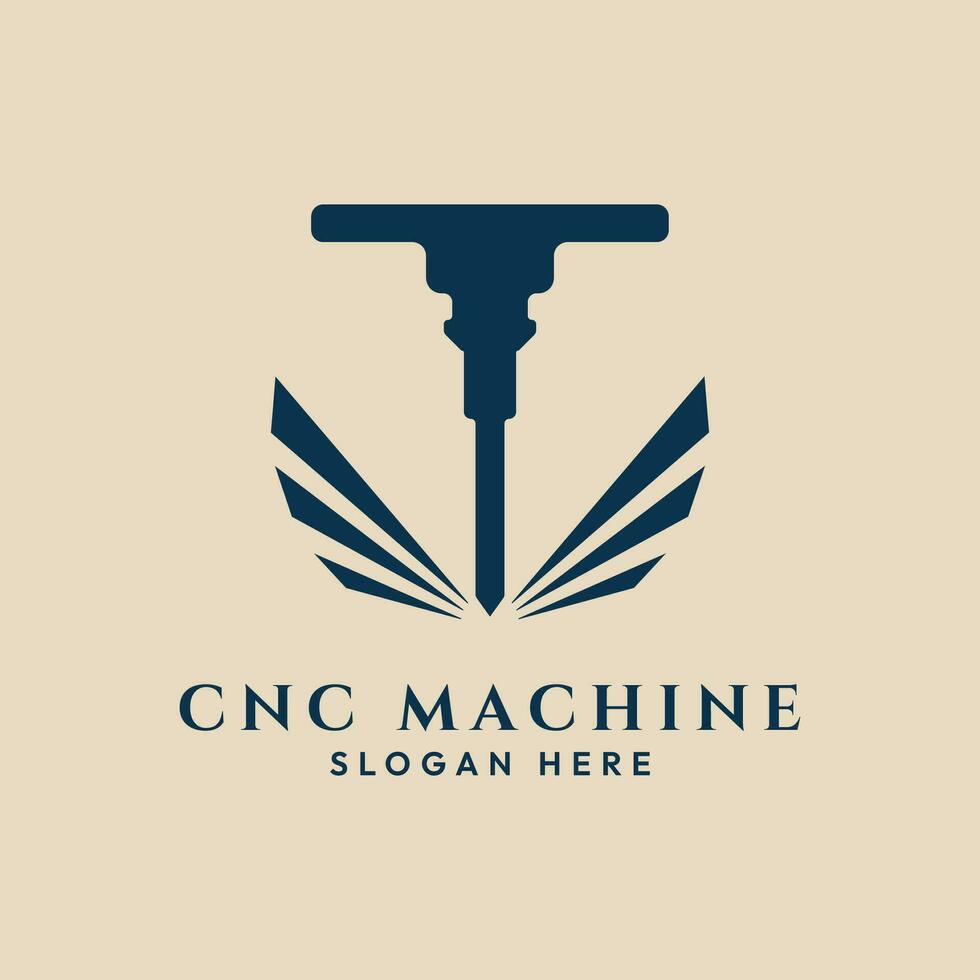 cnc machine modern technologie fabriek logo ontwerp sjabloon vector illustratie ontwerp