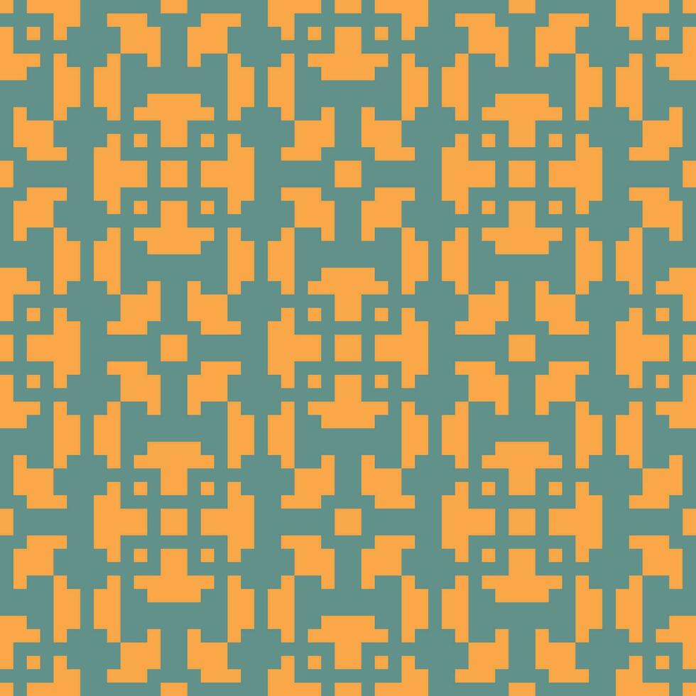 een oranje en blauw patroon met pleinen vector