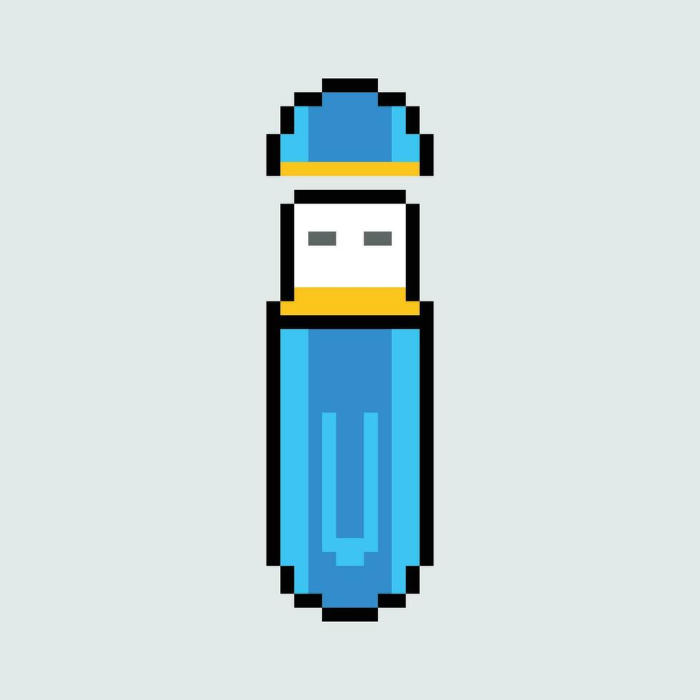 een pixel stijl USB rit met een blauw en geel kleur vector