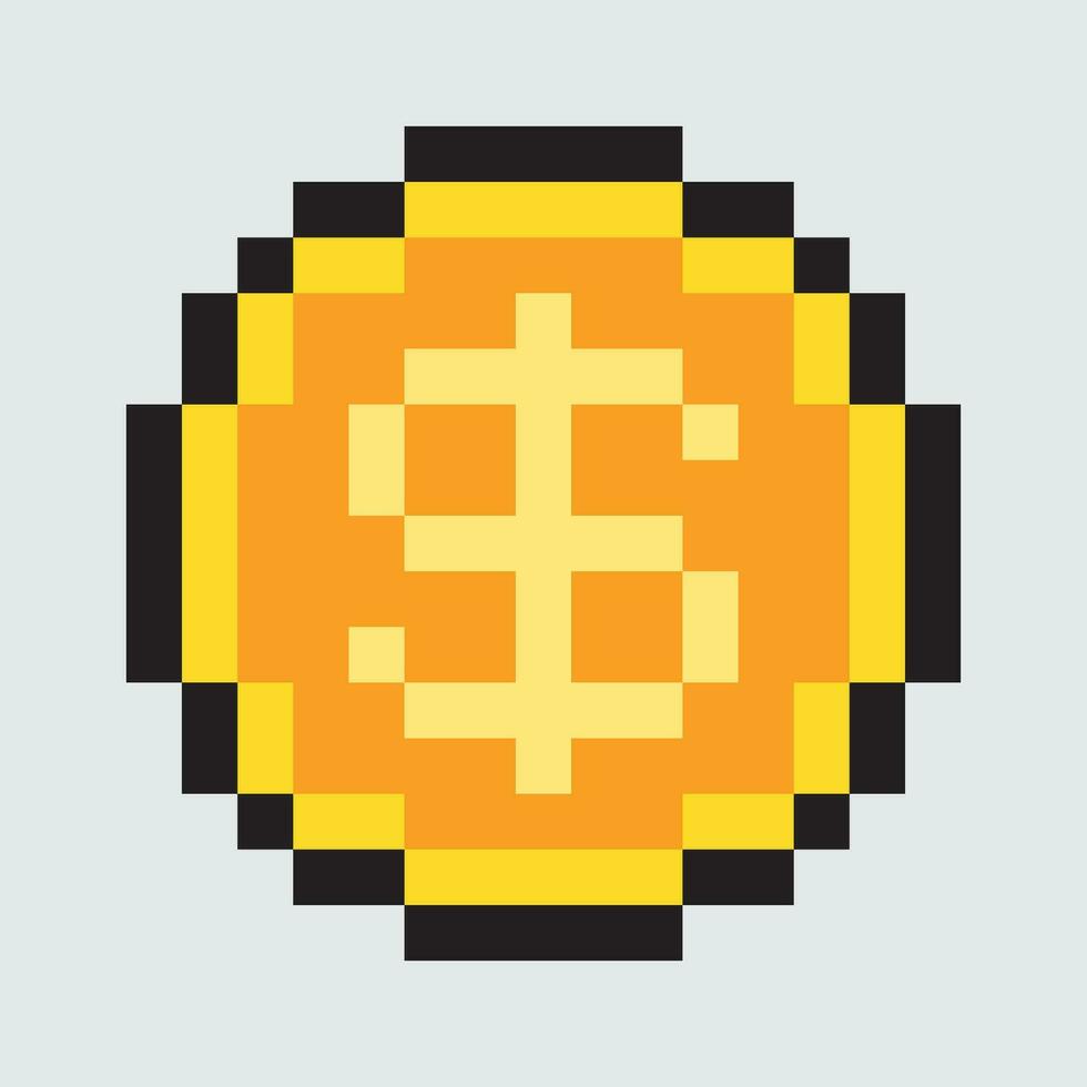 pixel kunst dollar munt icoon vector