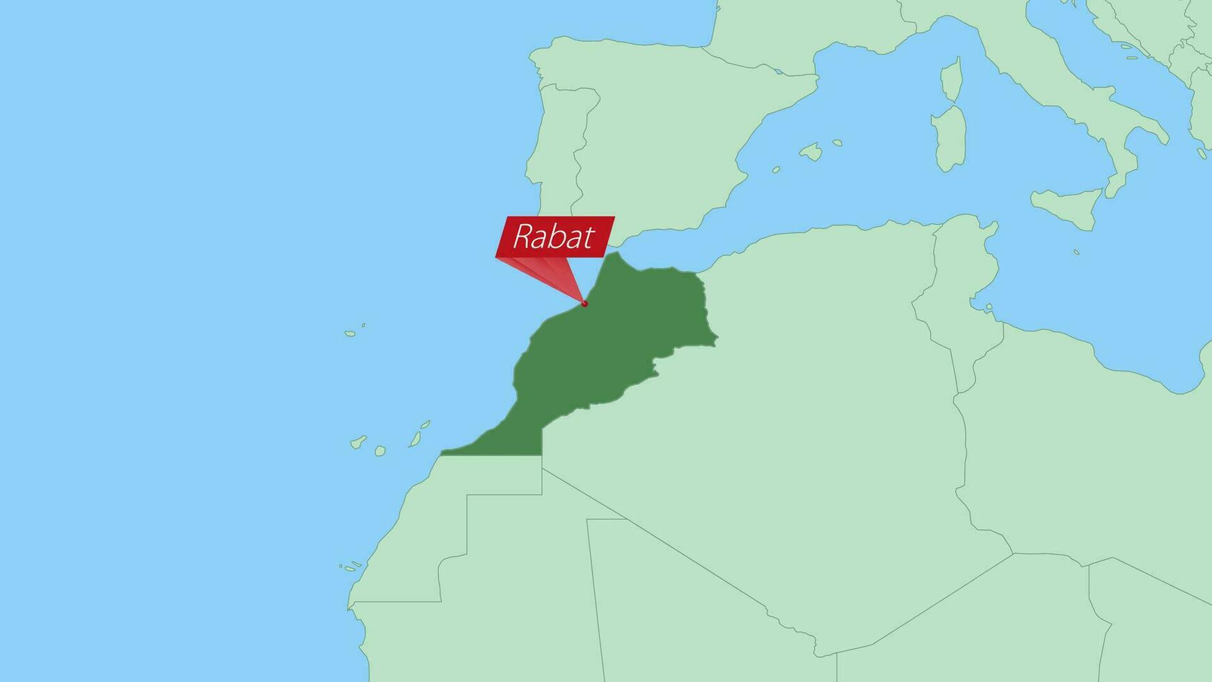 kaart van Marokko met pin van land hoofdstad. vector