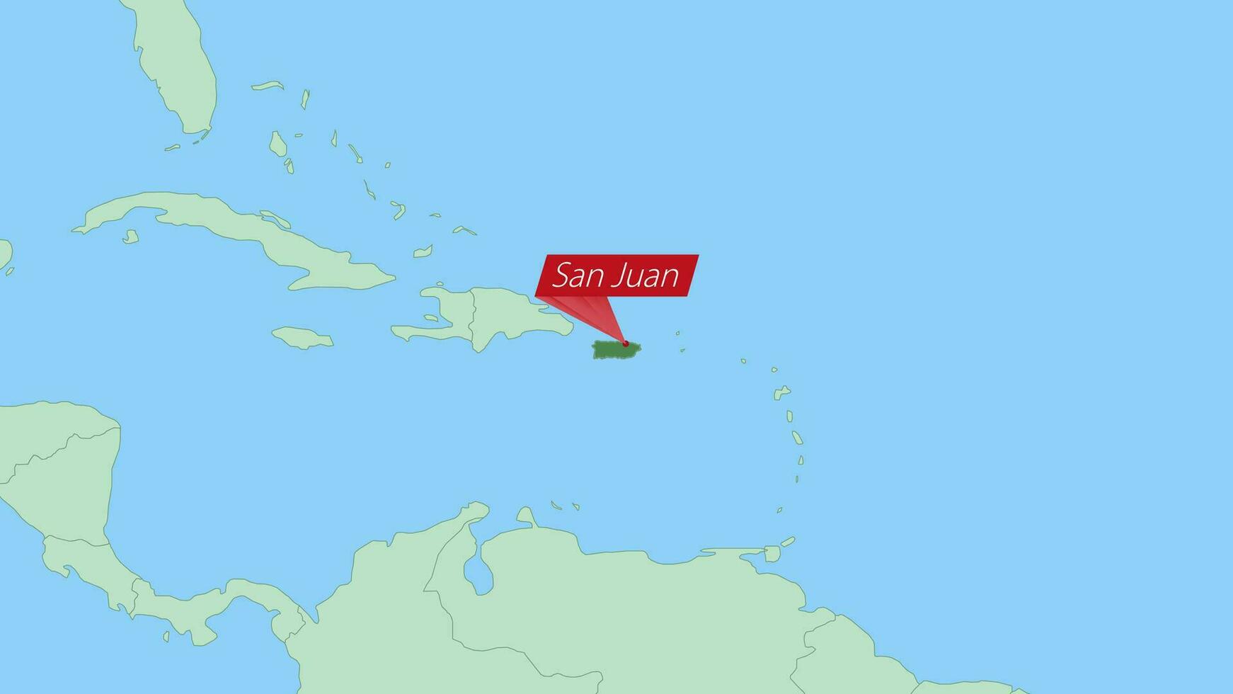 kaart van puerto rico met pin van land hoofdstad. vector