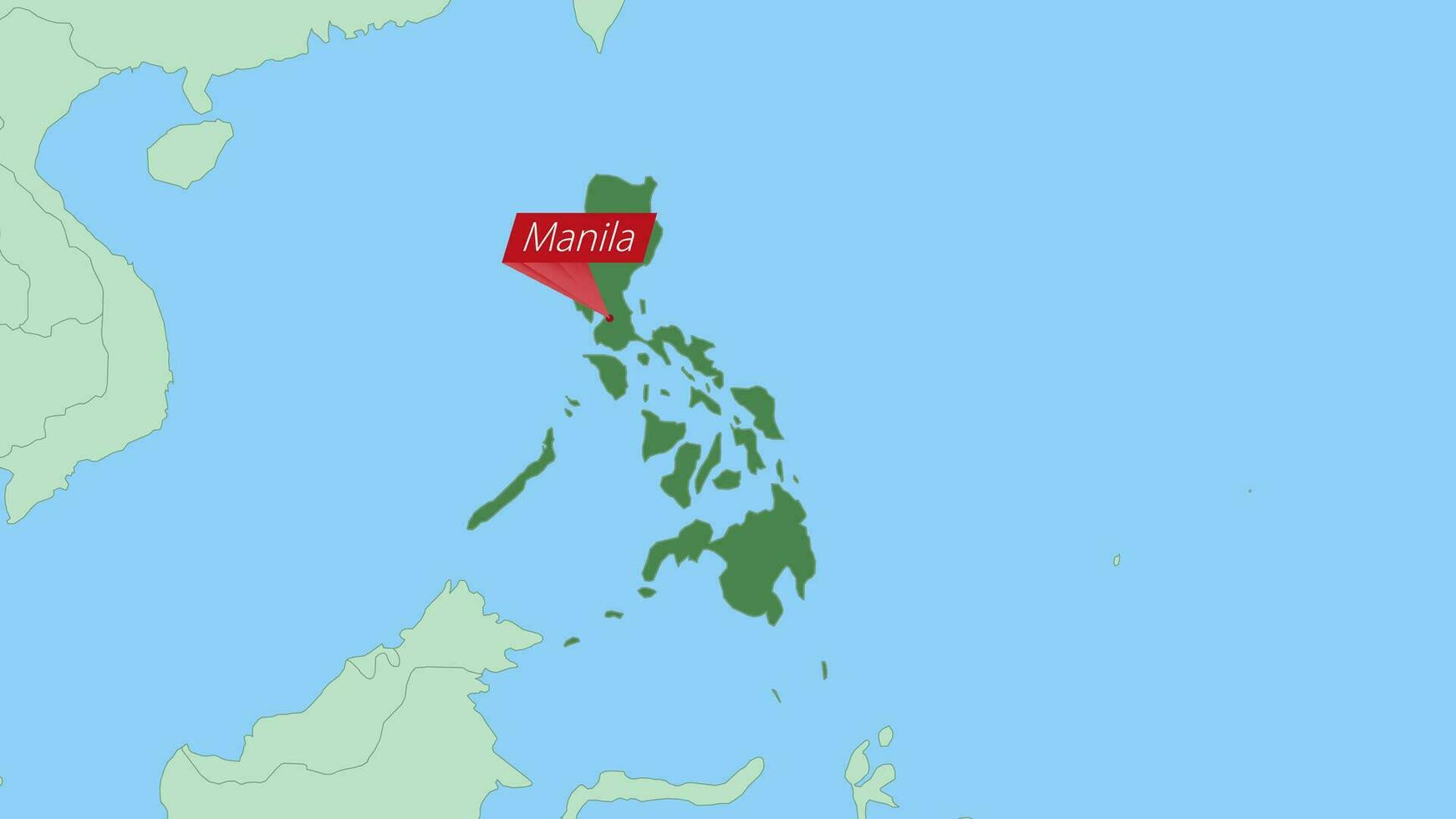 kaart van Filippijnen met pin van land hoofdstad. vector
