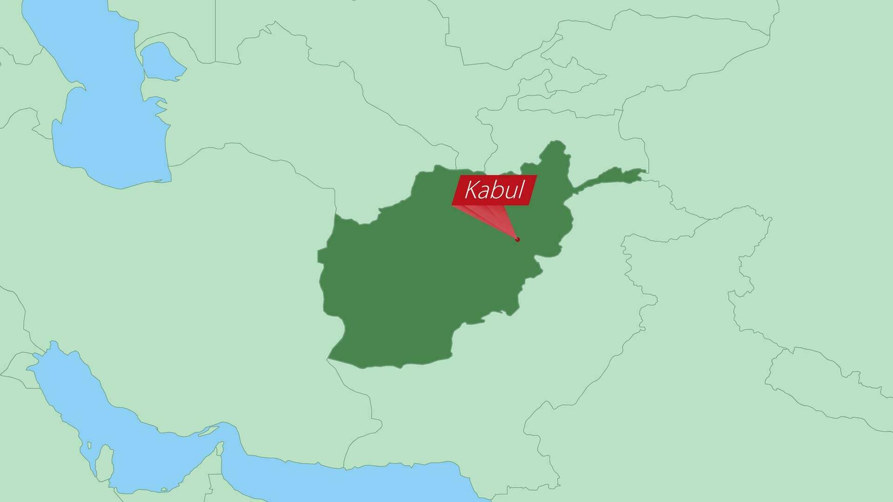kaart van afghanistan met pin van land hoofdstad. vector