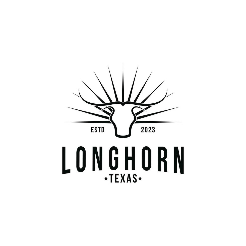 wijnoogst retro stijl Texas Longhorn logo ontwerp ideeën vector