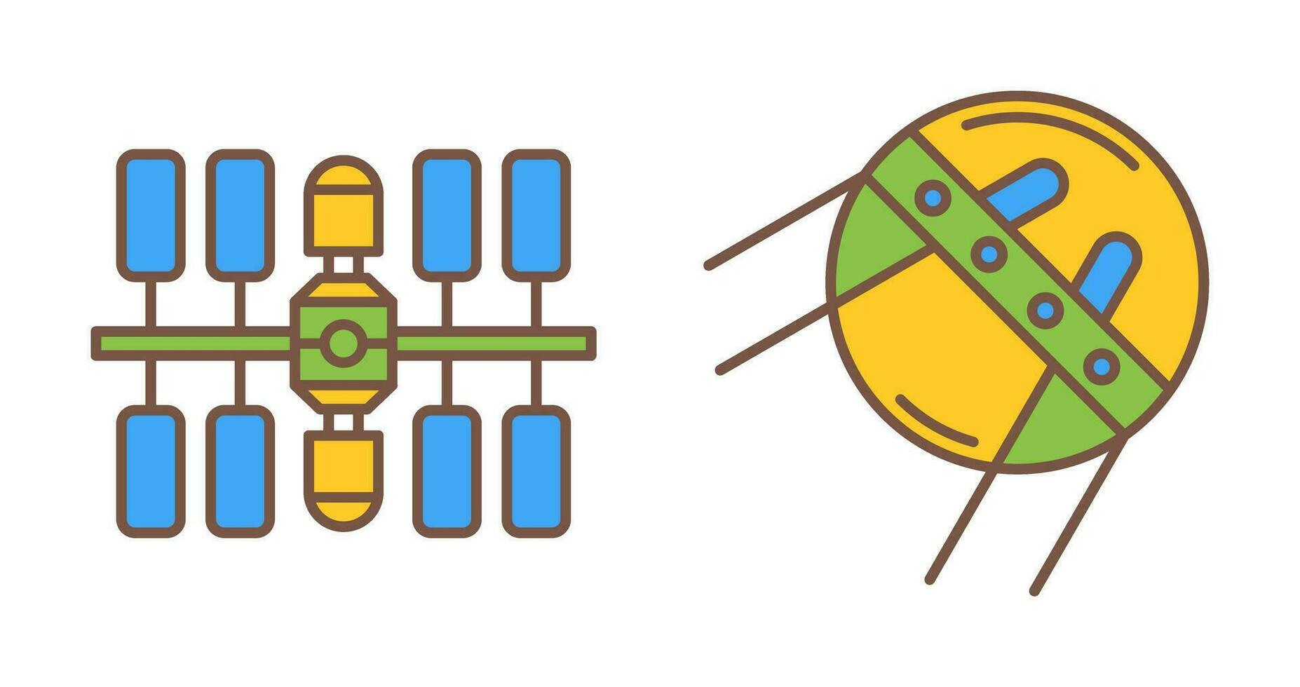 ruimte station en spoetnik icoon vector