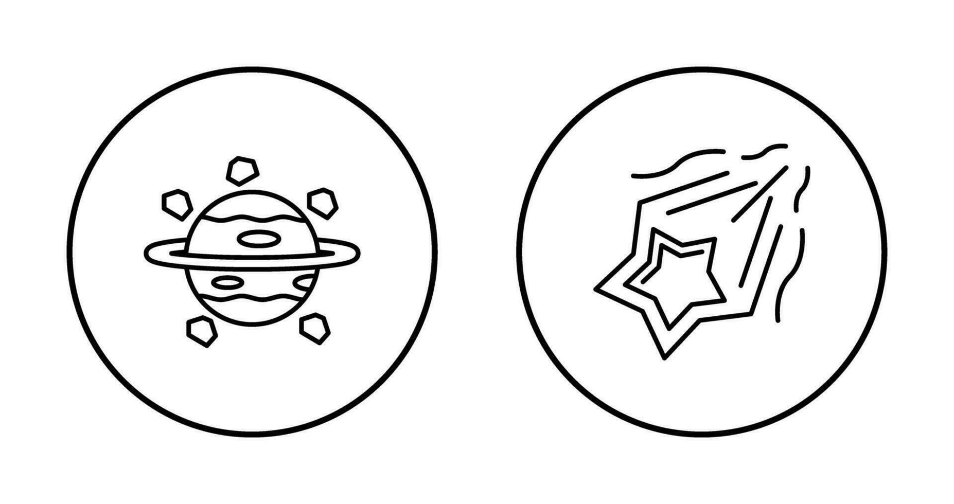 Saturnus en het schieten ster icoon vector