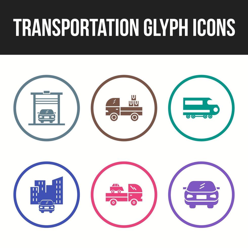 icon set van uniek transport glyph pictogram vector