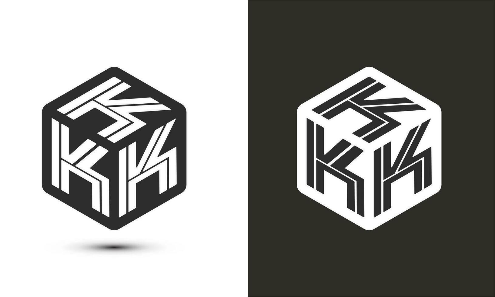 k brief logo ontwerp met illustrator kubus logo, vector logo modern alfabet doopvont overlappen stijl. premie bedrijf logo icoon. wit kleur Aan zwart achtergrond