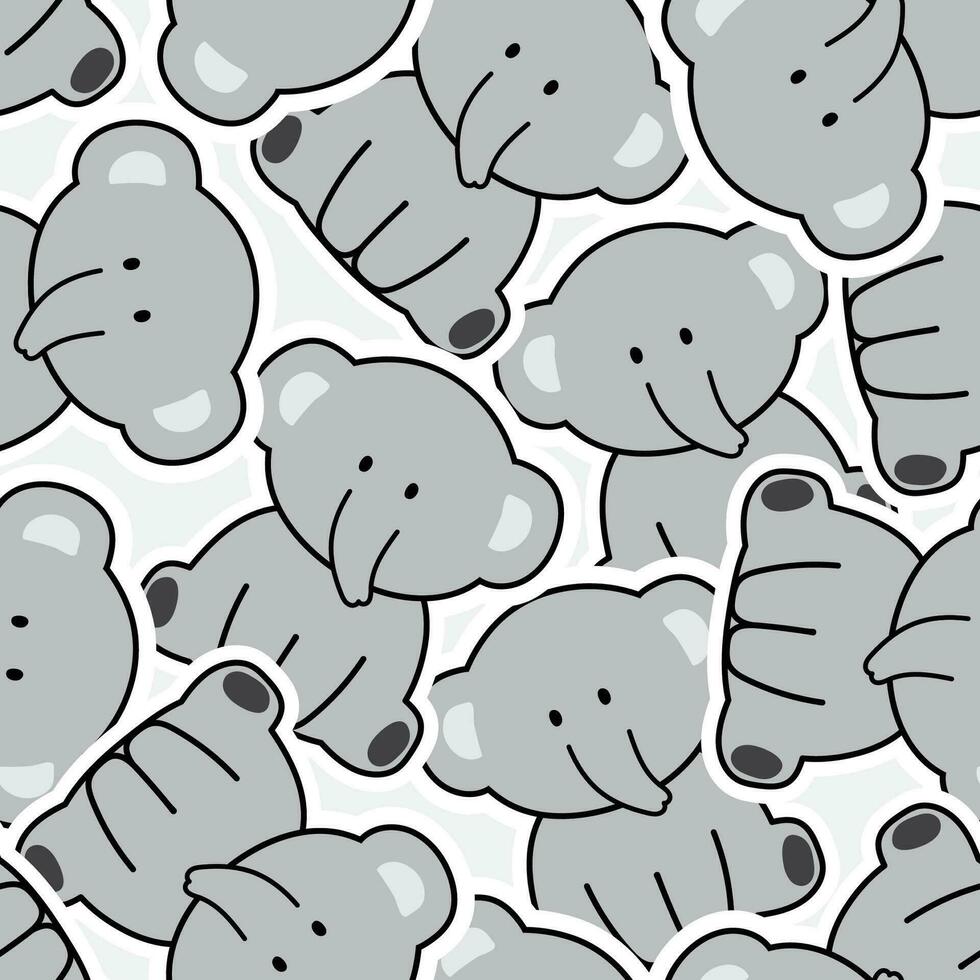 naadloos patroon van schattig olifant zitten achtergrond.wild dier karakter tekenfilm ontwerp.herhaling.textuur.print scherm.baby kleding.kawaii.vector.illustratie. vector