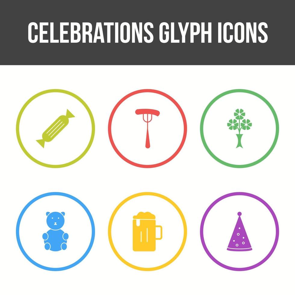 unieke viering glyph vector icon set