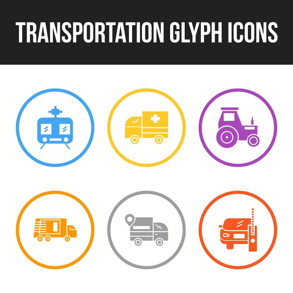prachtige transport unieke glyph icon set vector