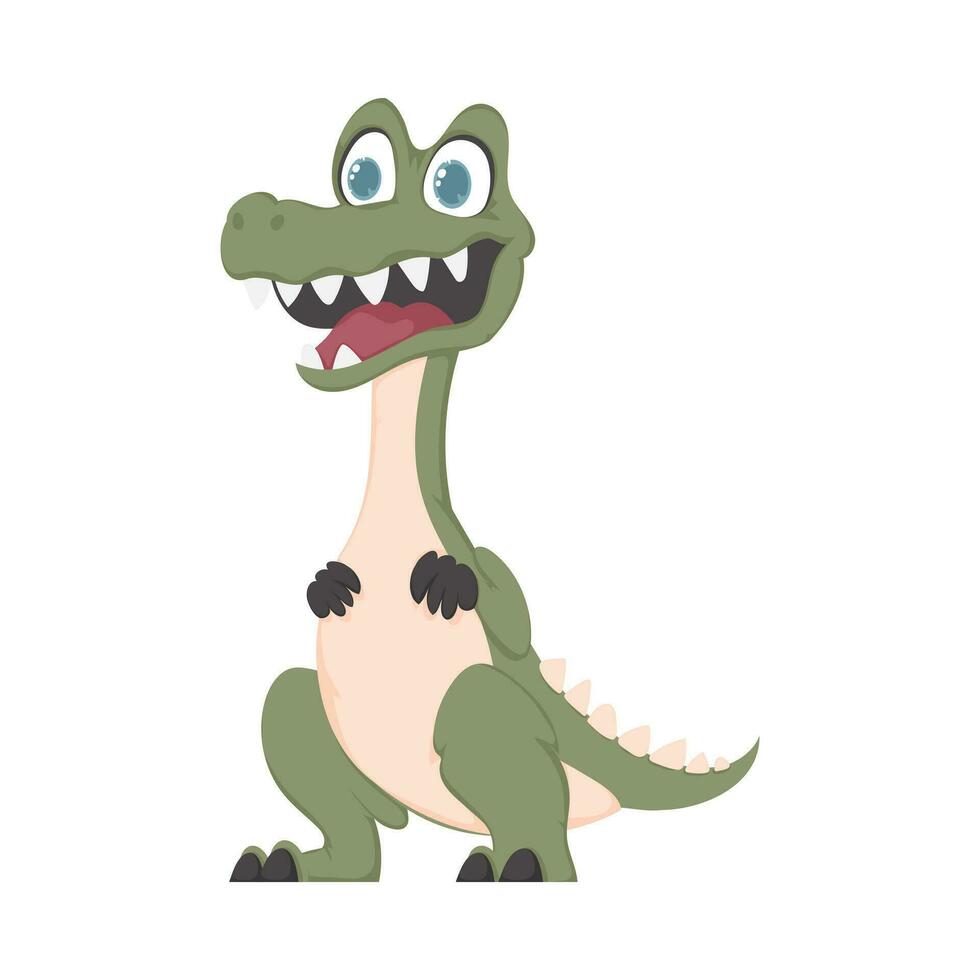 mystiek, fantastisch grappig groen dinosaurus. tekenfilm stijl vector