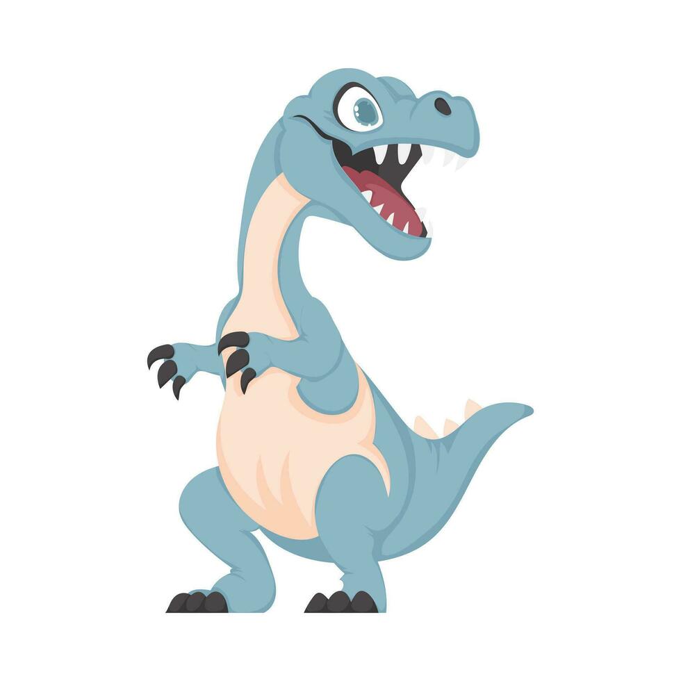 mystiek, fantastisch grappig blauw dinosaurus. tekenfilm stijl vector