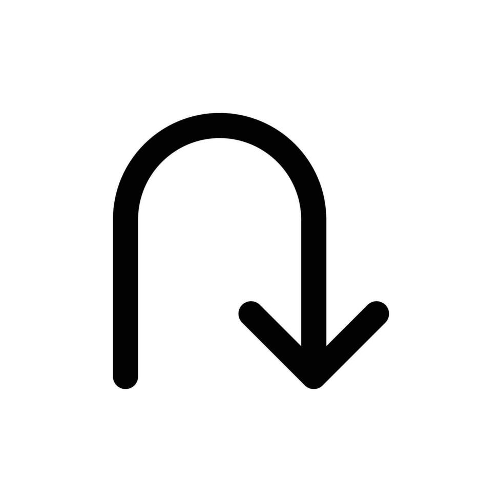 u beurt pijl symbool icoon in lijn stijl ontwerp geïsoleerd Aan wit achtergrond. bewerkbare hartinfarct. vector