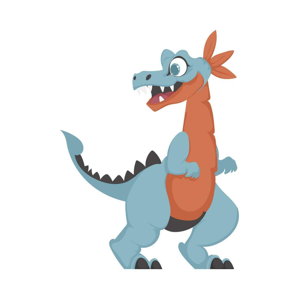 mystiek, fantastisch grappig blauw dinosaurus. tekenfilm stijl vector