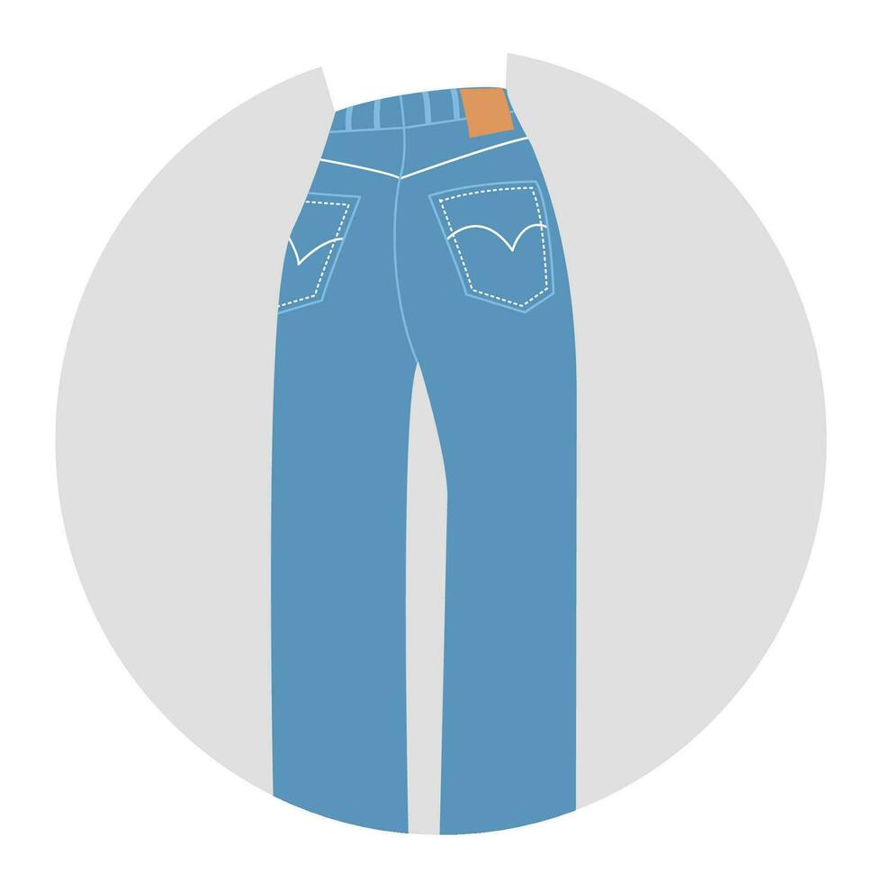 vrouw hoog getailleerd regelmatig besnoeiing jeans. nationaal blauw jeans dag. denim dag. vector