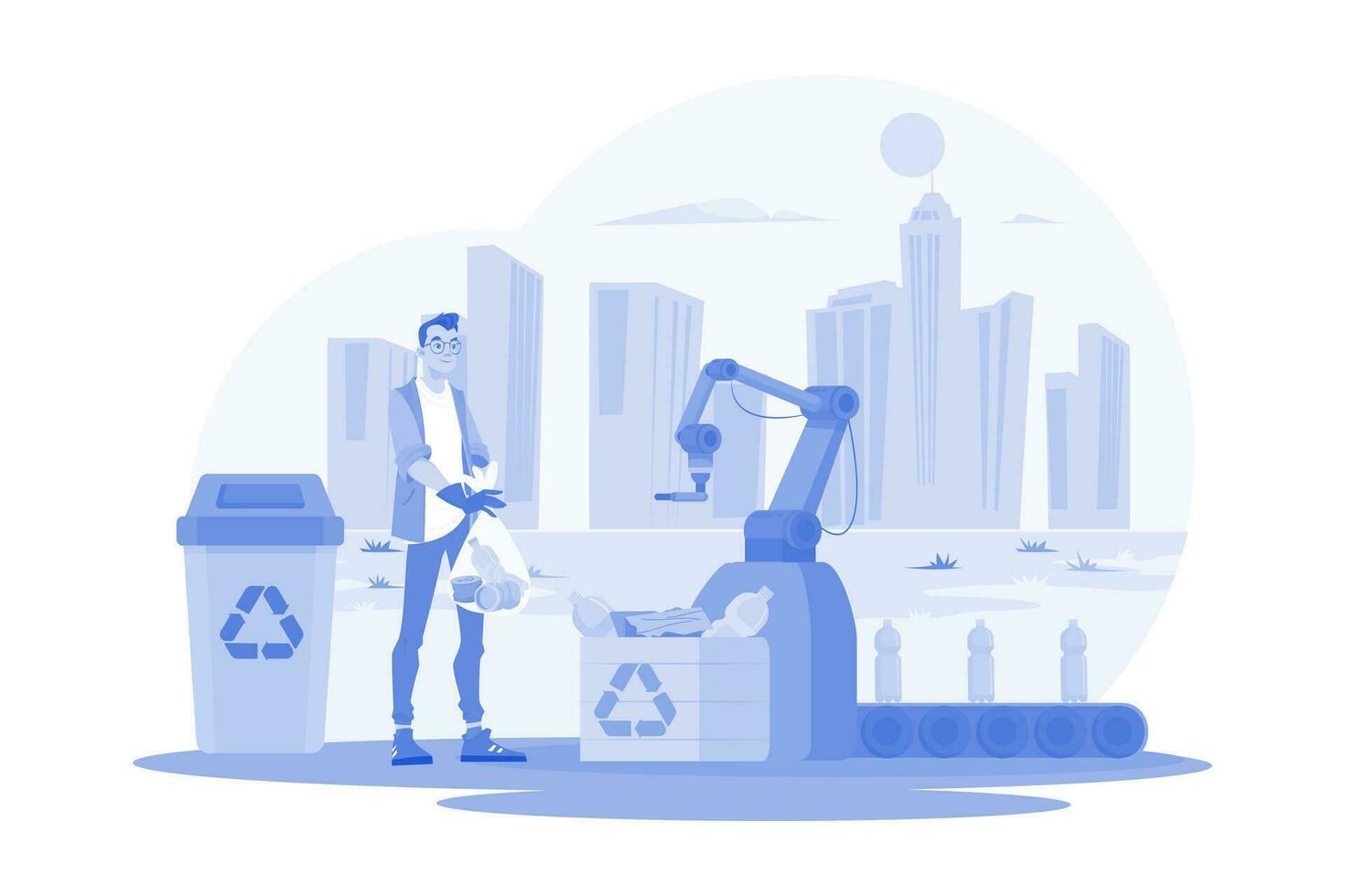 verspilling recycling technologie illustratie concept Aan een wit achtergrond vector