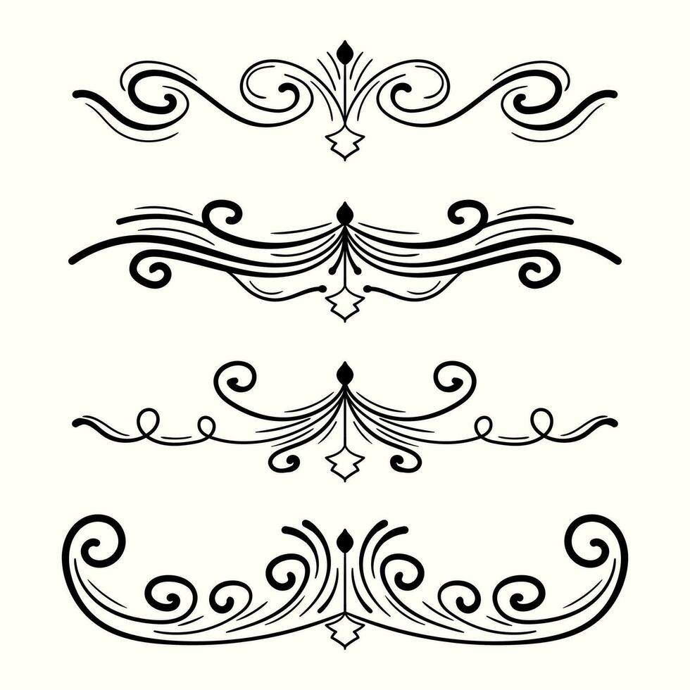 kalligrafische verdelers. verzameling van hand- getrokken borders vector
