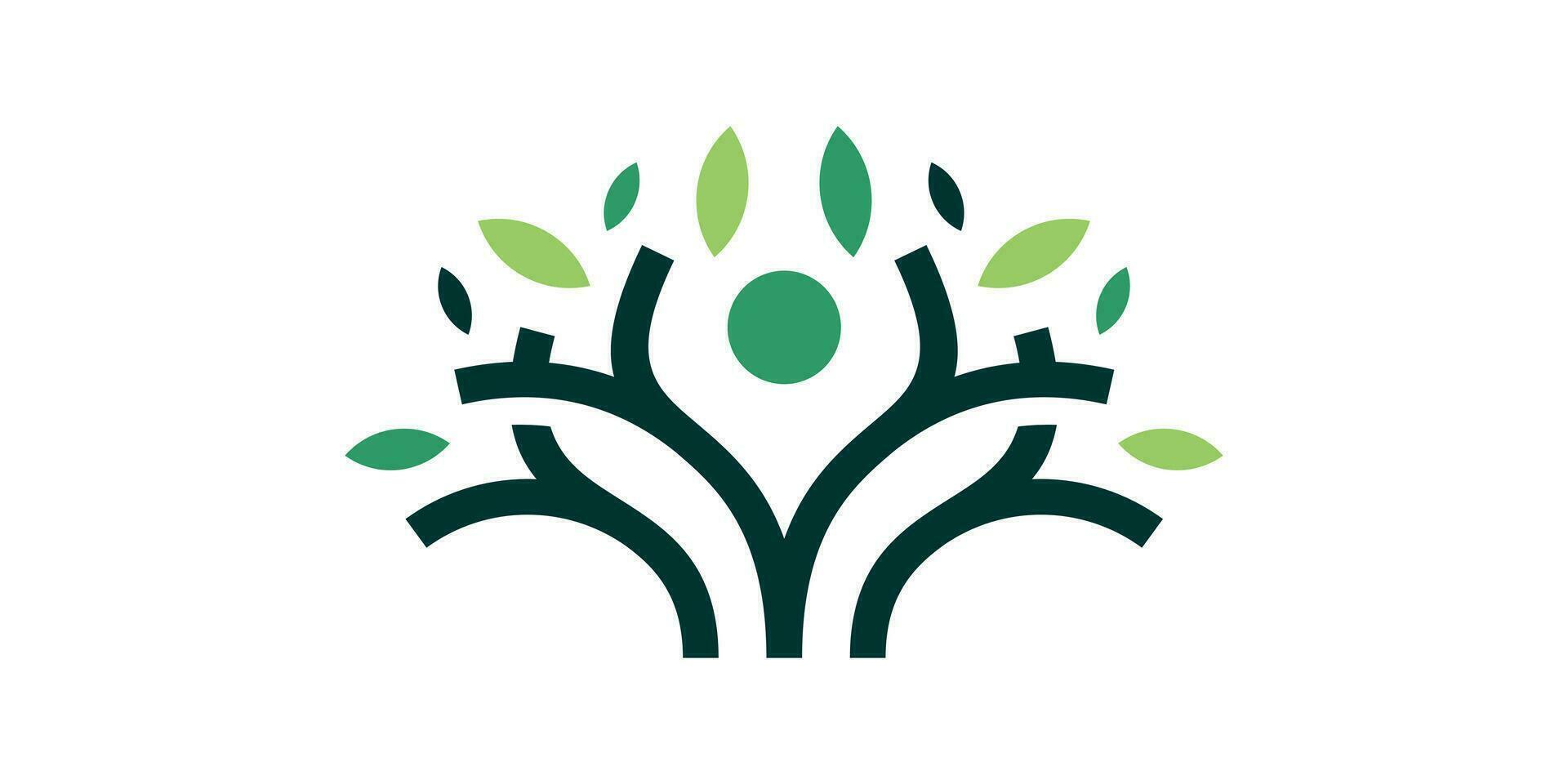 Gezondheid logo ontwerp met een combinatie van boom en persoon vormen. vector