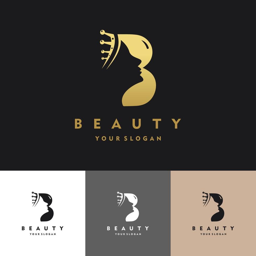 letter b luxe schoonheidskoningin logo set illustratie vector design