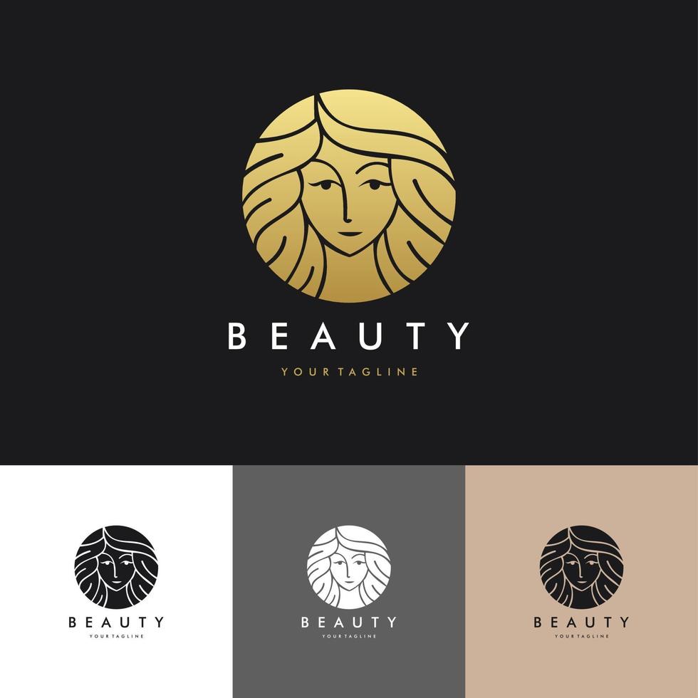 luxe gezicht schoonheidssalon logo set illustratie vector grafisch ontwerp
