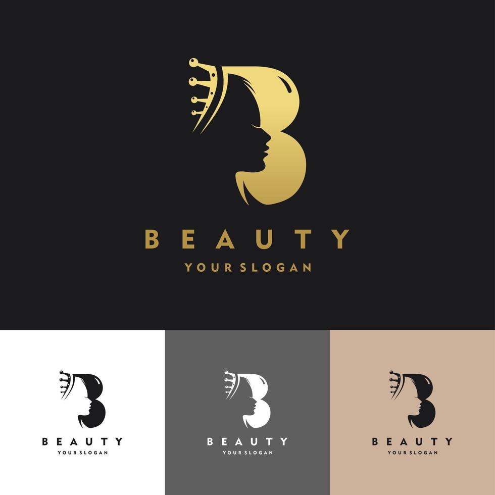 letter b luxe schoonheidskoningin logo set illustratie vector design