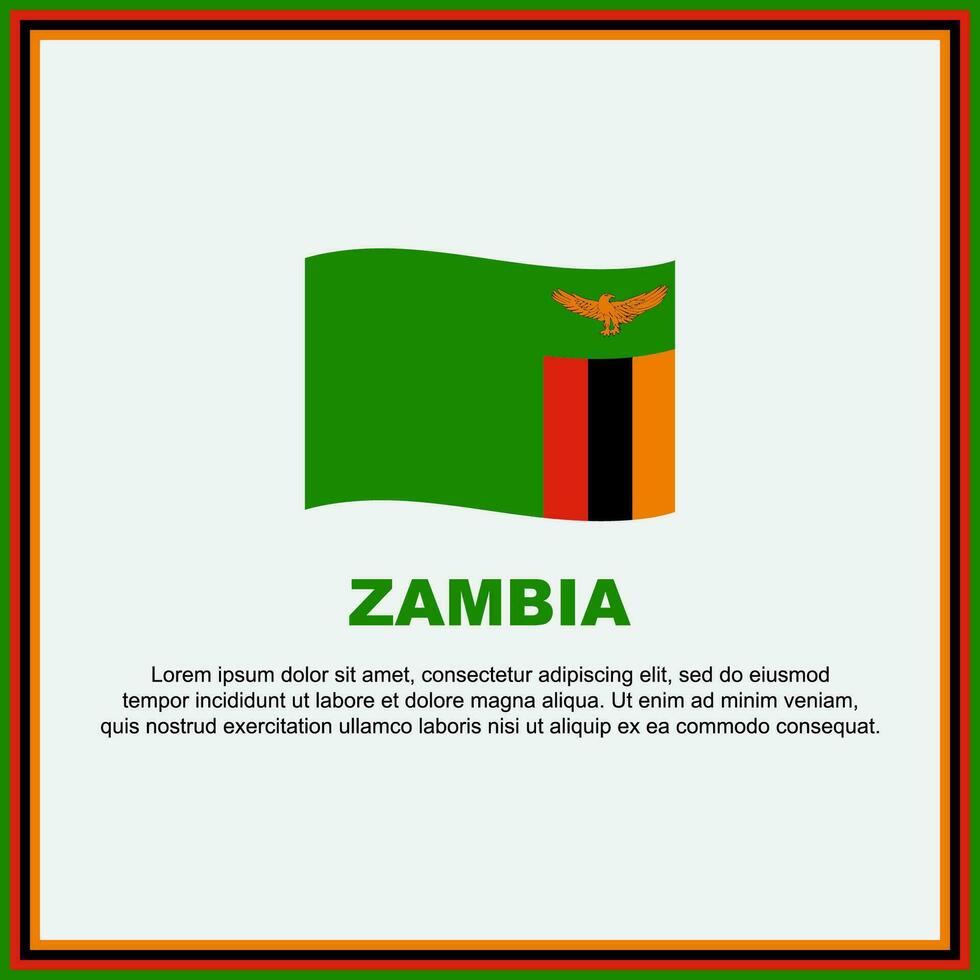 Zambia vlag achtergrond ontwerp sjabloon. Zambia onafhankelijkheid dag banier sociaal media na. Zambia banier vector