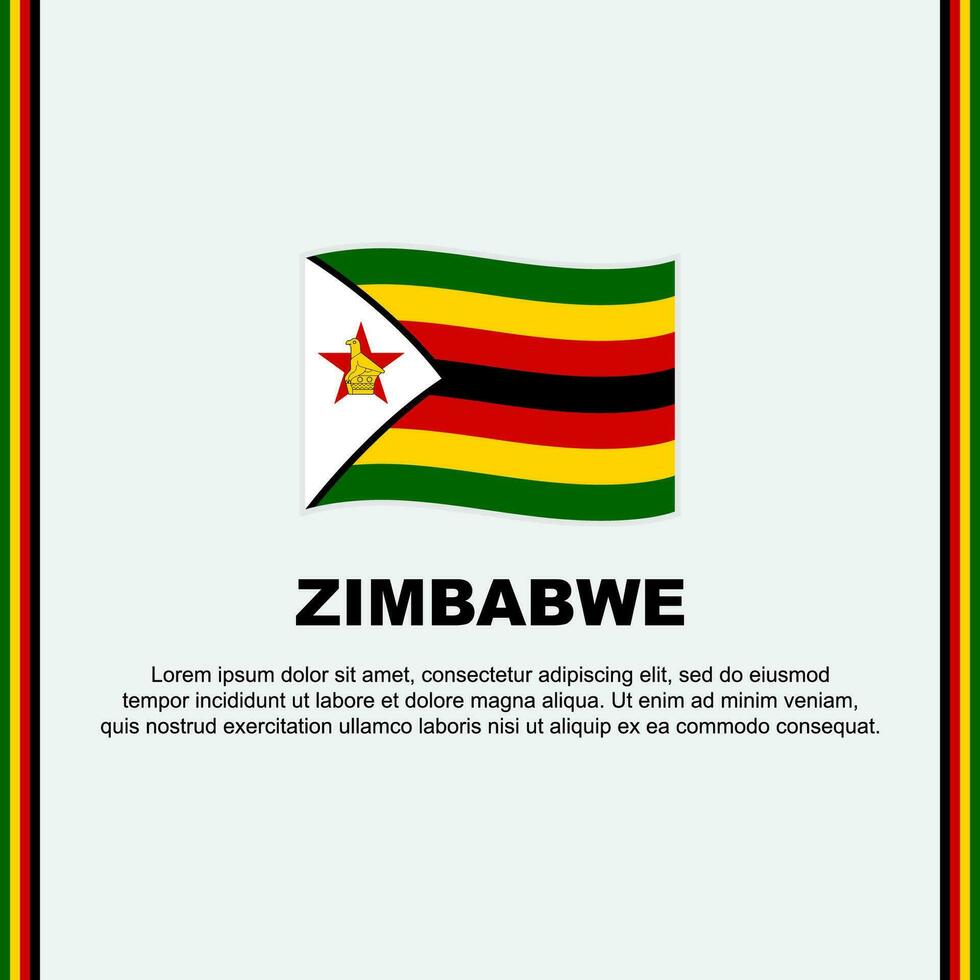 Zimbabwe vlag achtergrond ontwerp sjabloon. Zimbabwe onafhankelijkheid dag banier sociaal media na. Zimbabwe tekenfilm vector