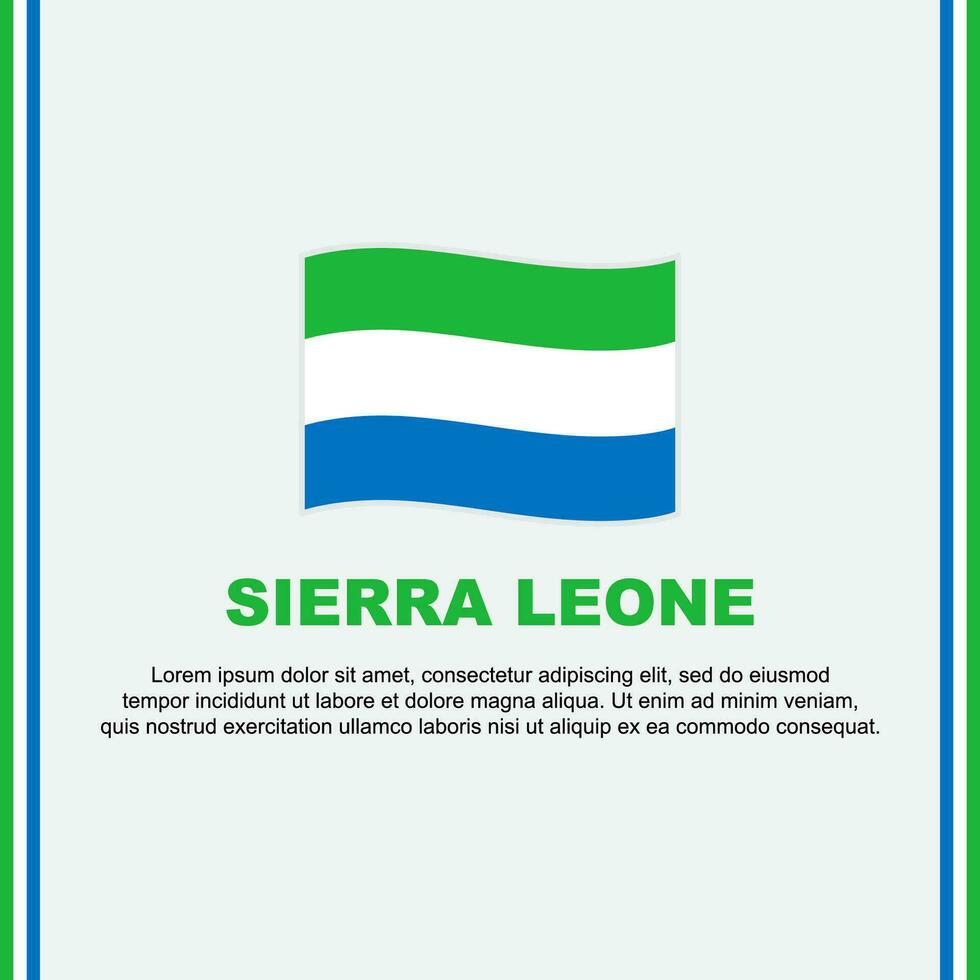 Sierra Leone vlag achtergrond ontwerp sjabloon. Sierra Leone onafhankelijkheid dag banier sociaal media na. Sierra Leone tekenfilm vector