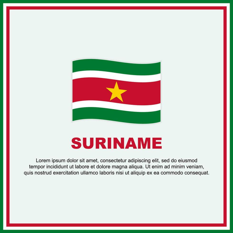 Suriname vlag achtergrond ontwerp sjabloon. Suriname onafhankelijkheid dag banier sociaal media na. Suriname banier vector