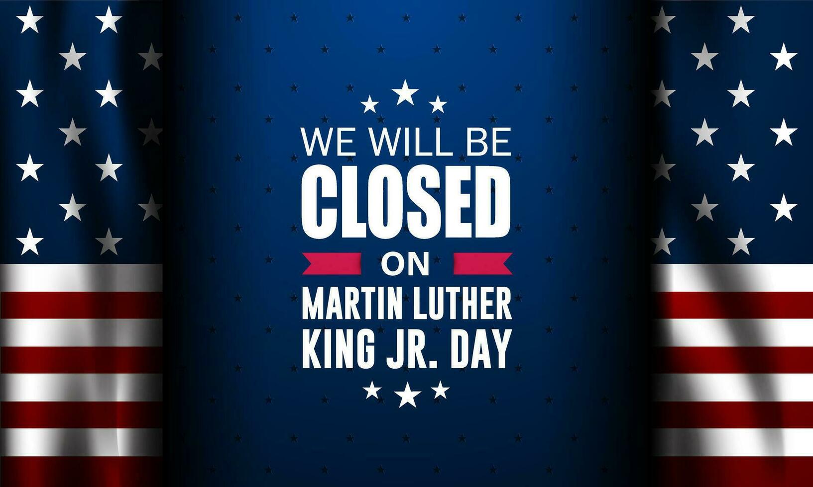 gelukkig Martin Luther koning jr. dag met wij zullen worden Gesloten tekst achtergrond vector illustratie