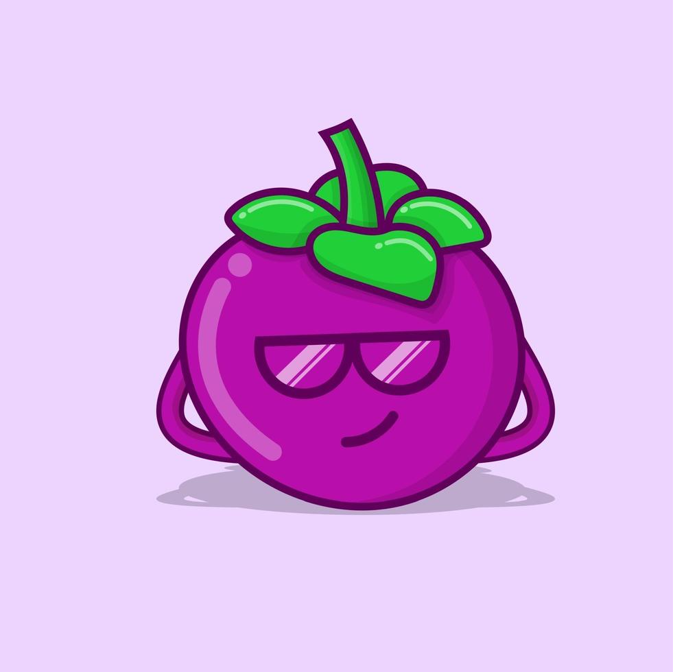 schattige mangosteen karakter cartoon geïsoleerde vectorillustratie vector