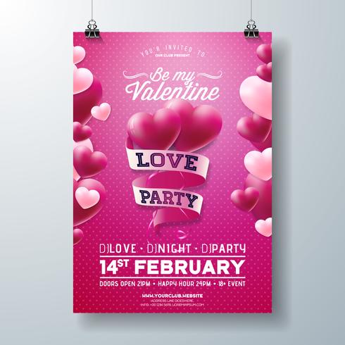 Valentijnsdag liefde partij flyer ontwerpen vector